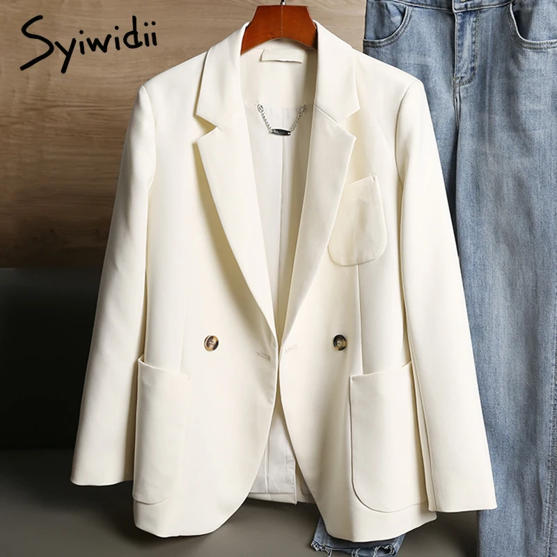 Syiwidii костюм Блейзер для женщин 2021 Осень Зима Новая офисная Дамская Черная куртка