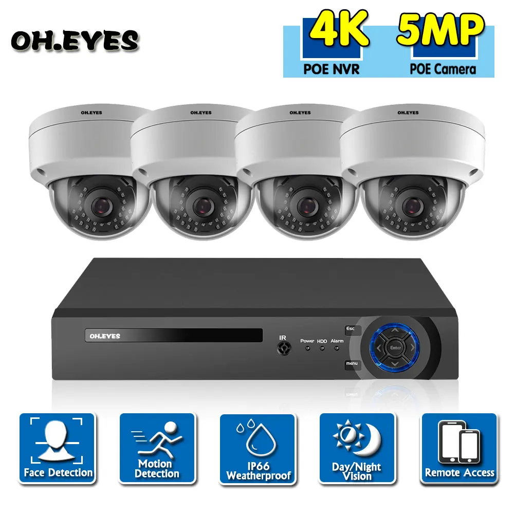 

Система видеонаблюдения H.265, 4K, POE, NVR, 5 МП, 1/3 дюйма