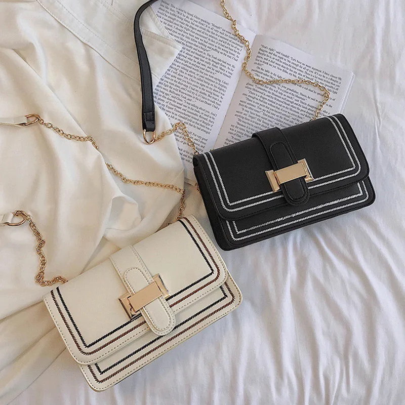 Женская маленькая сумка через плечо из искусственной кожи черная или белая с