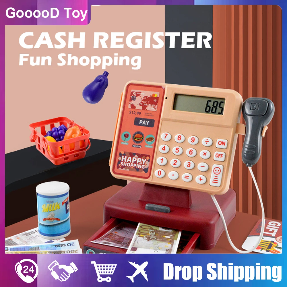 Kid Cosplay Cashier Electronic Mini Simulated Children's Cash Register Puzzle Play Toy House Girl Toy Supermarket Store Toy Girl
