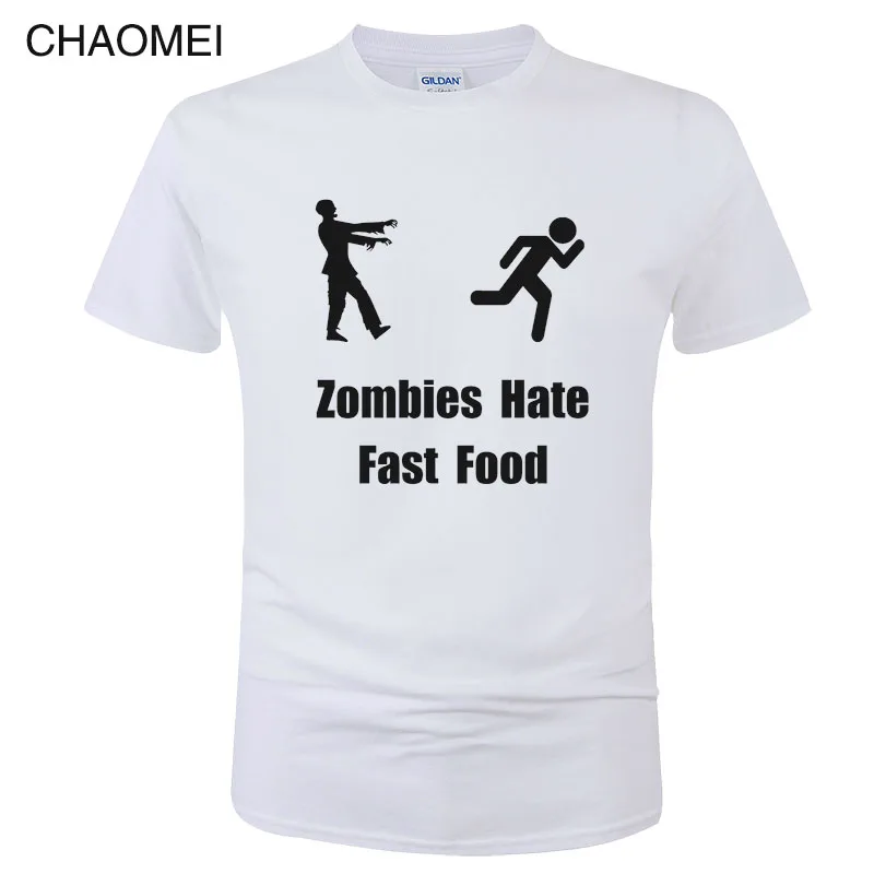 

Zombies Hate Fast Food Funny Creative T Shirt Men 2019 New Short Sleeve O Neck Cotton Casual T-shirt Tops Cool Tees C28