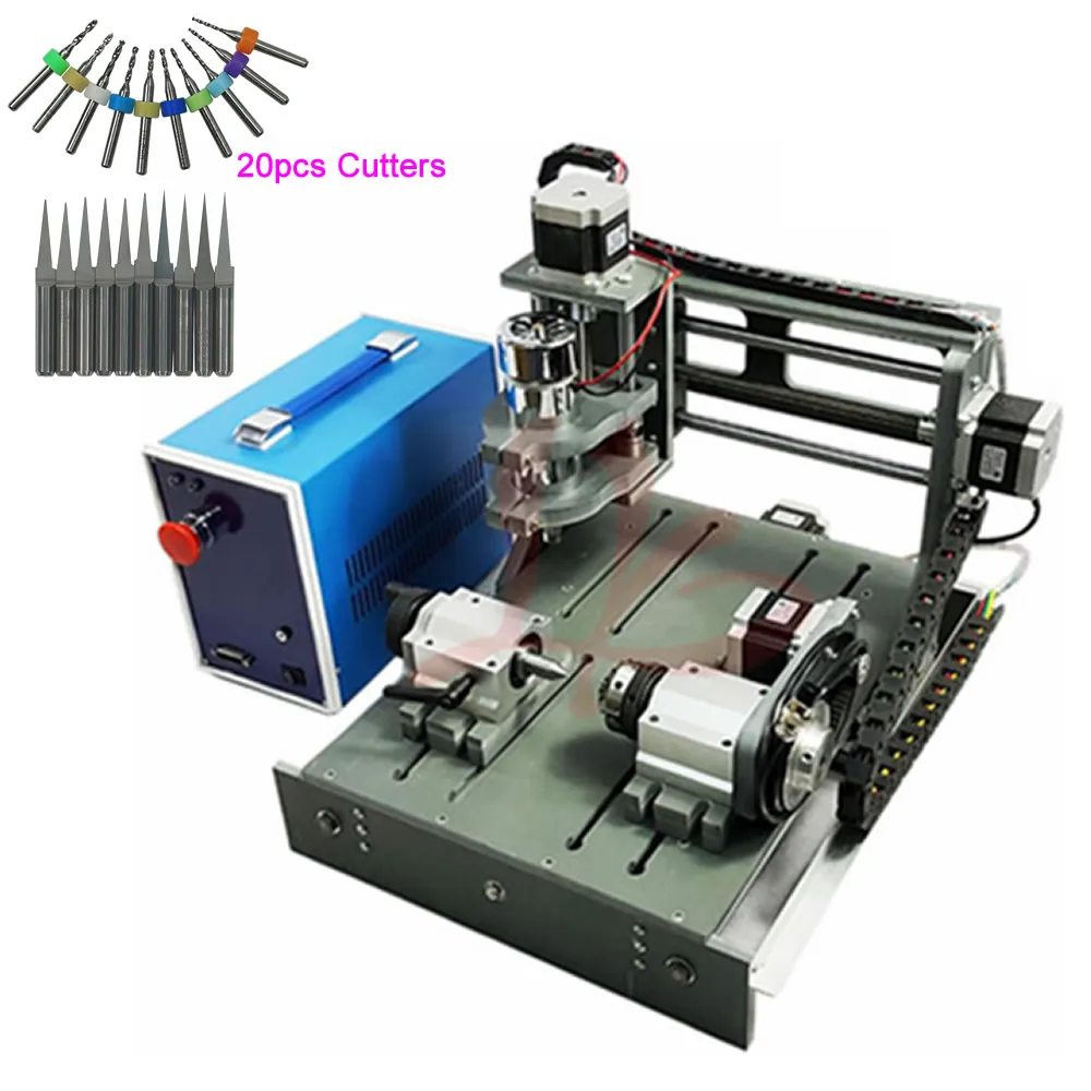 

USB Mini DIY 3020 CNC Router 4 Axis PCB Engraving Milling Cutting Machine Woodworking Tools