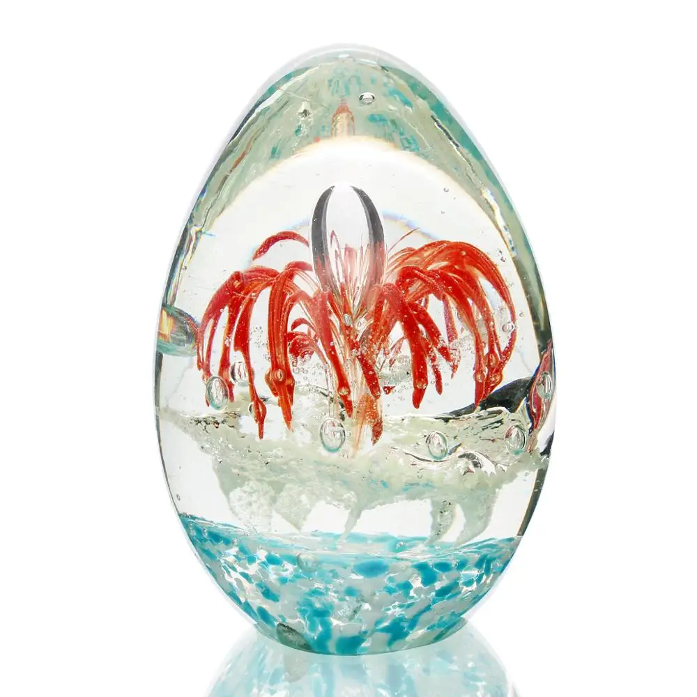 Арт стеклянное пасхальное яйцо фигурка Рука выдувное световой красный фейерверк