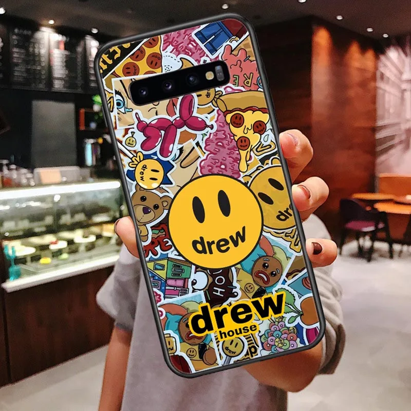 Роскошный бренд Drew House, Джастин Бибер, мягкий чехол для телефона, для samsung Galaxy S7 Edge, S8, S9 Plus, S10 Lite, S10Plus, чехол со смайликом