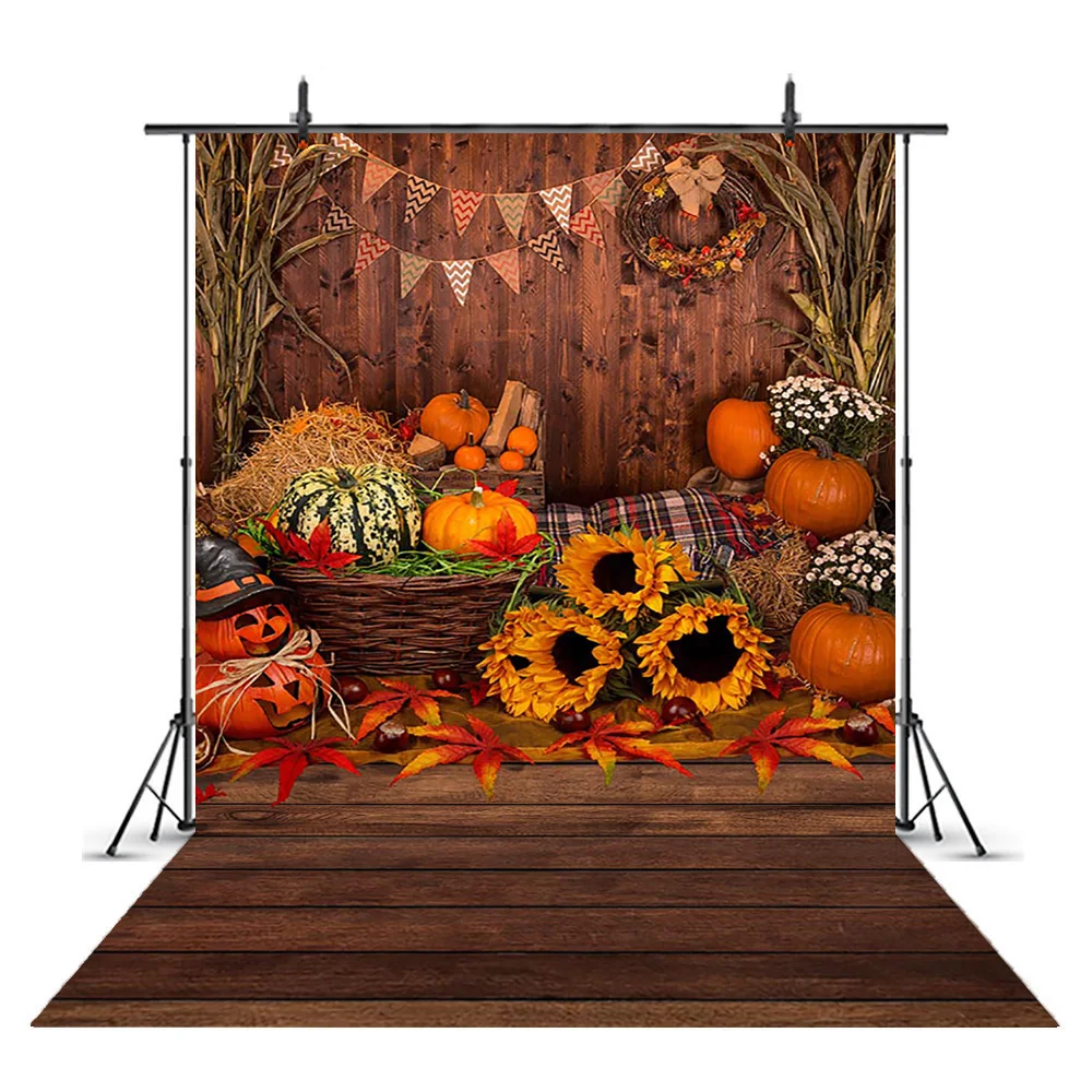 Хэллоуин осень фотография Фон Фотофон Тыква амбар дерево ребенок сено Подсолнух
