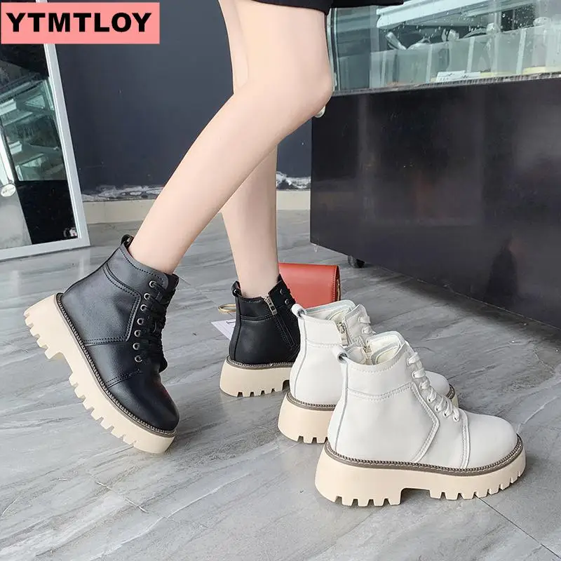 Модные ботильоны Зимние Женские ботинки из искусственной кожи Рабочая обувь с