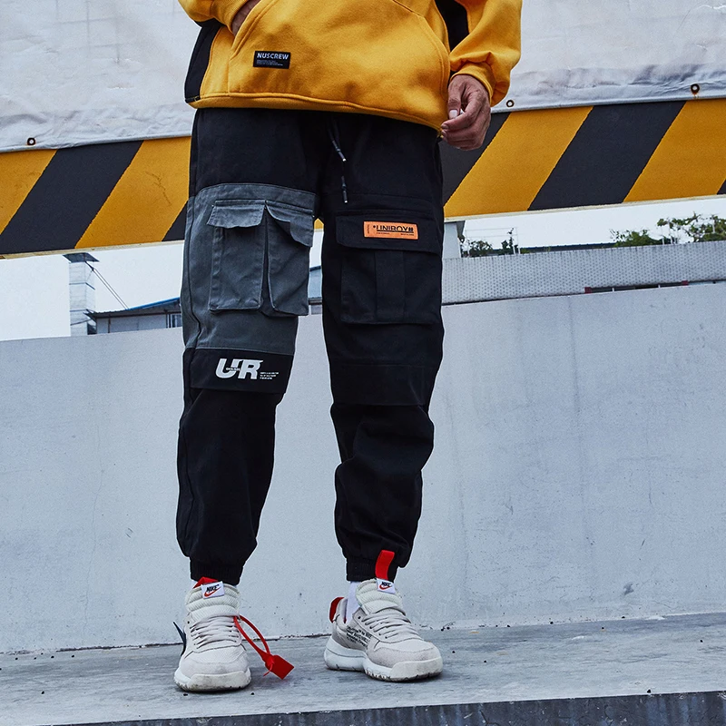 Брюки карго мужские с карманами составного кроя|Брюки-карго| |