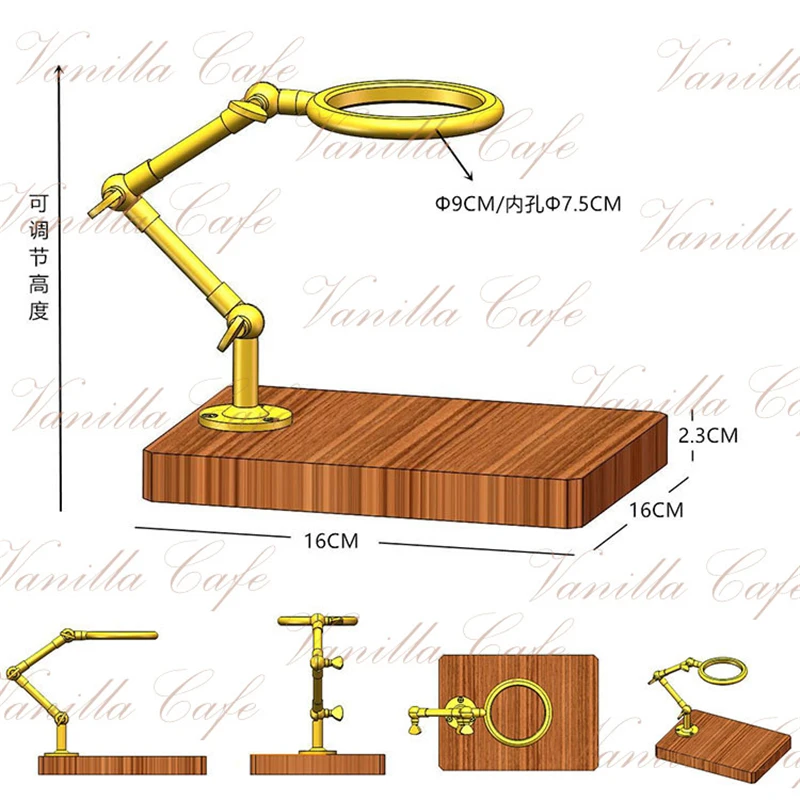 

Coffee Filter Cup Holder Adjustable Height Brass Bracket With Solid Wood Black Walnut Base Ebony Hand Punch Bracket Tea Filter