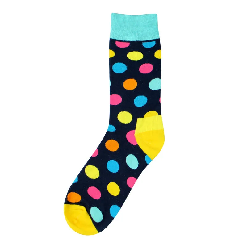 Яркие счастливые мужские носки с узором в горошек стиле хип-хоп британский стиль