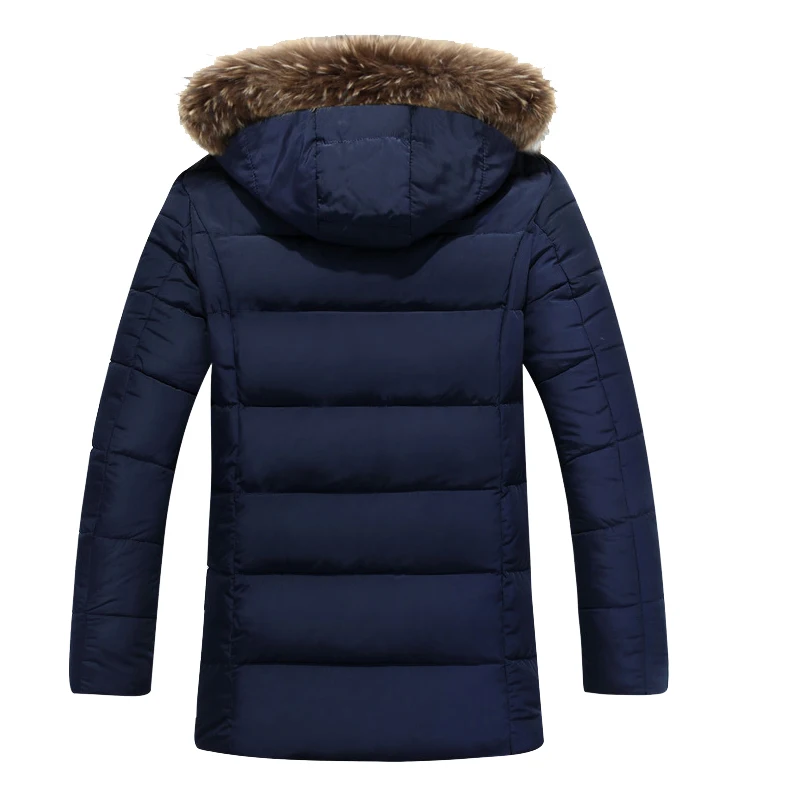 Men's Winter Wool Collar Casual Warm Cotton Coat Coat Cotton Jacket Medium Length Thickened Men's Wear