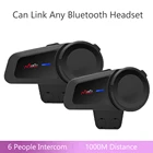 Гарнитура для мотоциклетного шлема, 1000 м, Интерком, расстояние 6 водителей, группа говорящих, FM-радио, стерео, совместима с любыми Bluetooth-наушниками