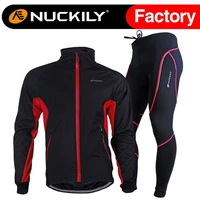 nuckily cycling clothing man set winter thermal fleece windproof warm cycling clothes suit bike motocross sportswear jacket pant