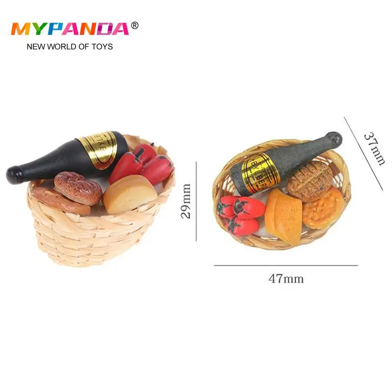 

Еда инструмент тосты вино корзина для бутылок игра игрушка для кукла Украшения для кухни 1:12 кукольный домик миниатюра