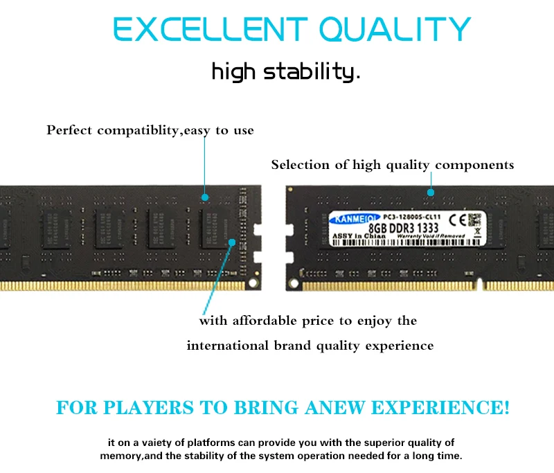 KANMEIQi DDR3 ram 8GB 1333/1600MHz Настольный модуль памяти 240pin 1,5 v Dimm AMD/Intel