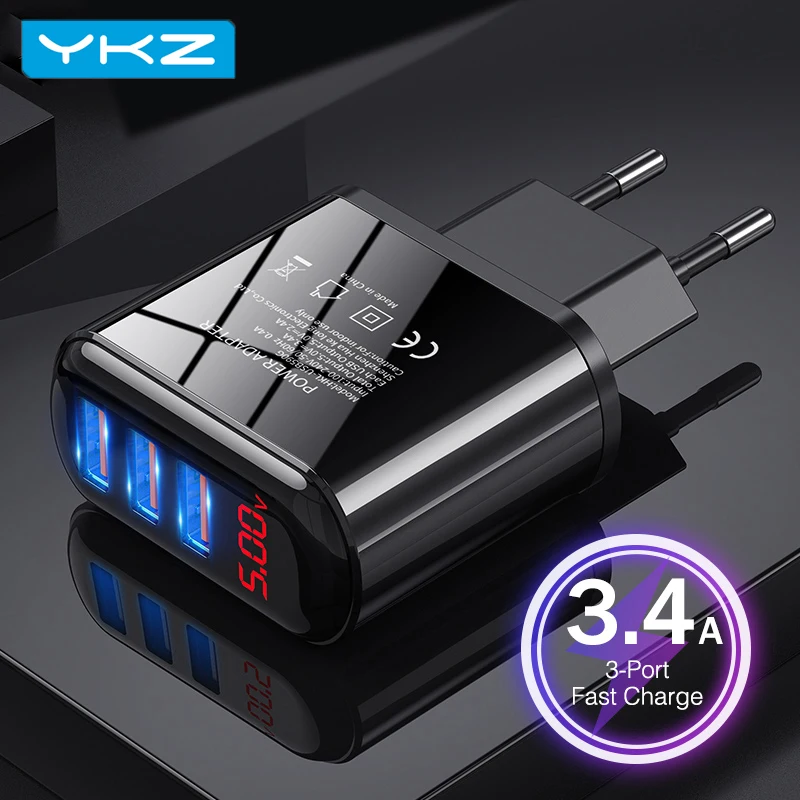 YKZ 18W зарядное usb устройство 3.4A светодиодный дисплей настенное для быстрой