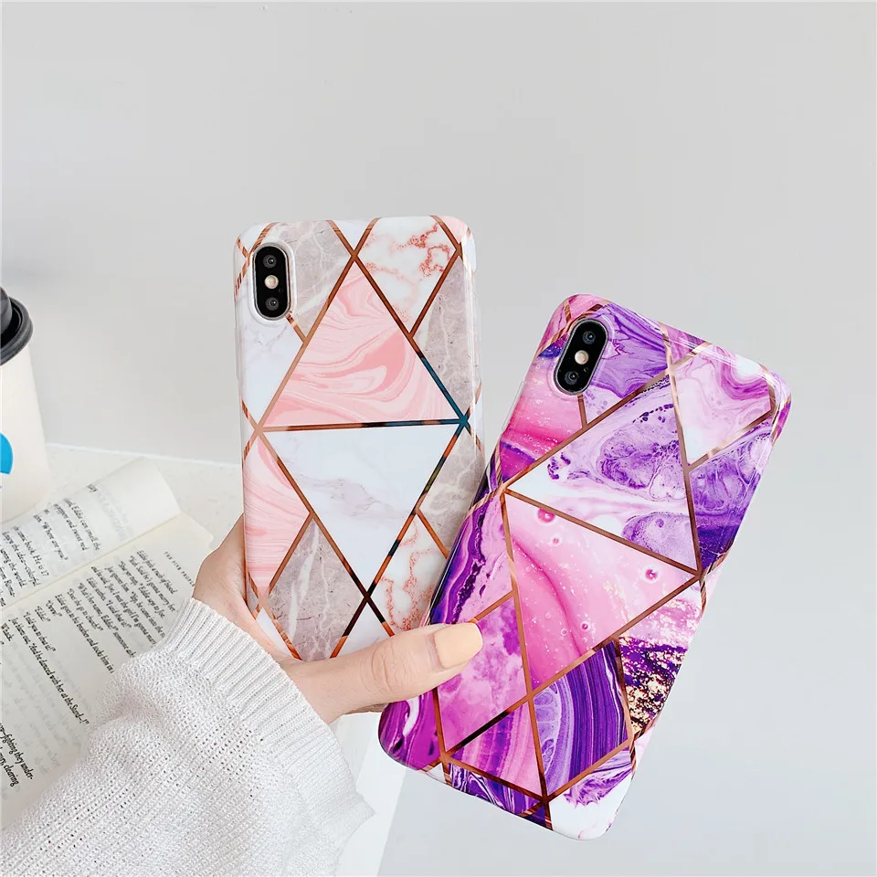 Синий розовый мраморный чехол для телефона Coque Funda Apple iphone 10 Xs max s XR X 8 7 plus 6 6s 11 pro |