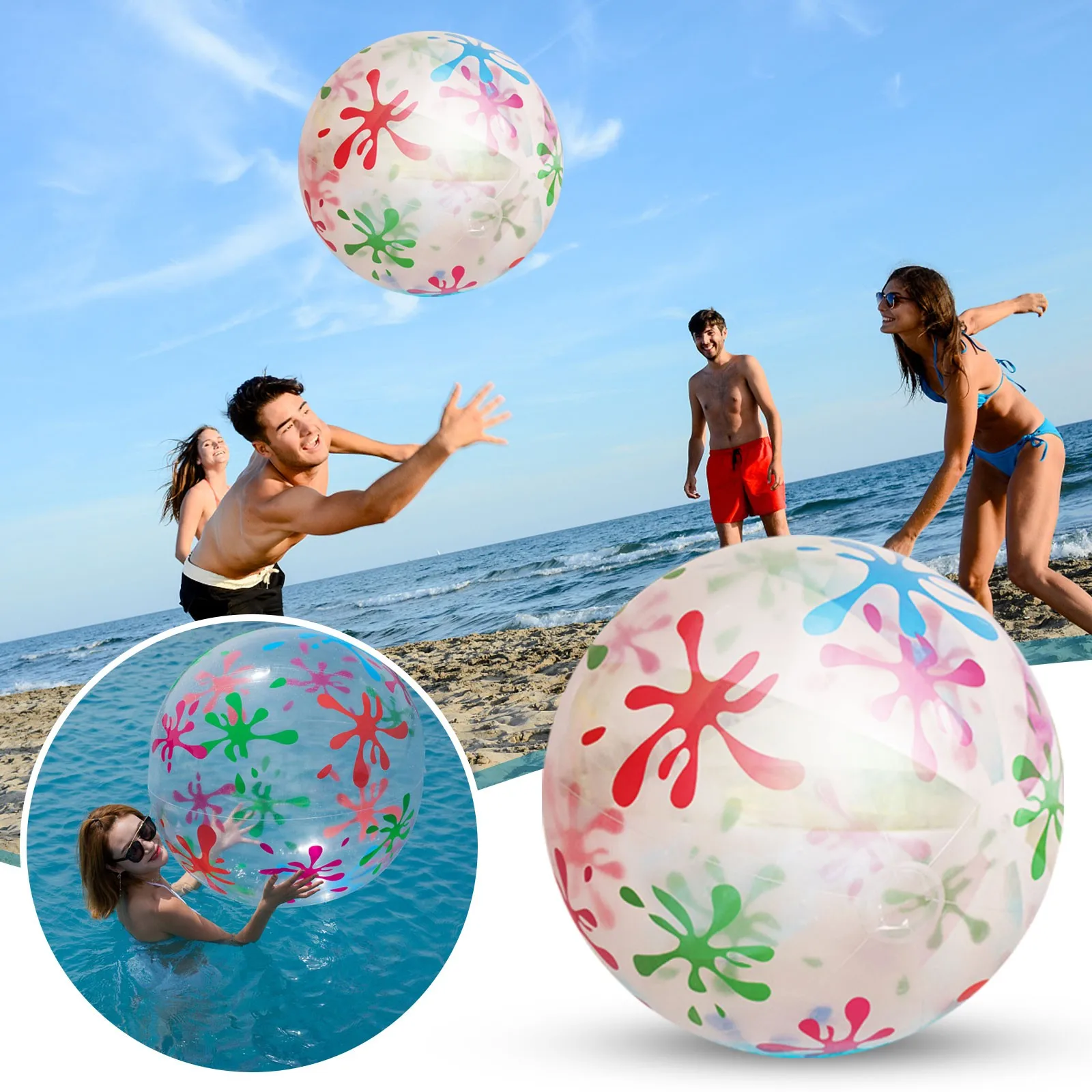 

Outdoor playing in water transparent beach ball toys oversized seaside swimming pool playing in water pool toys adults kids