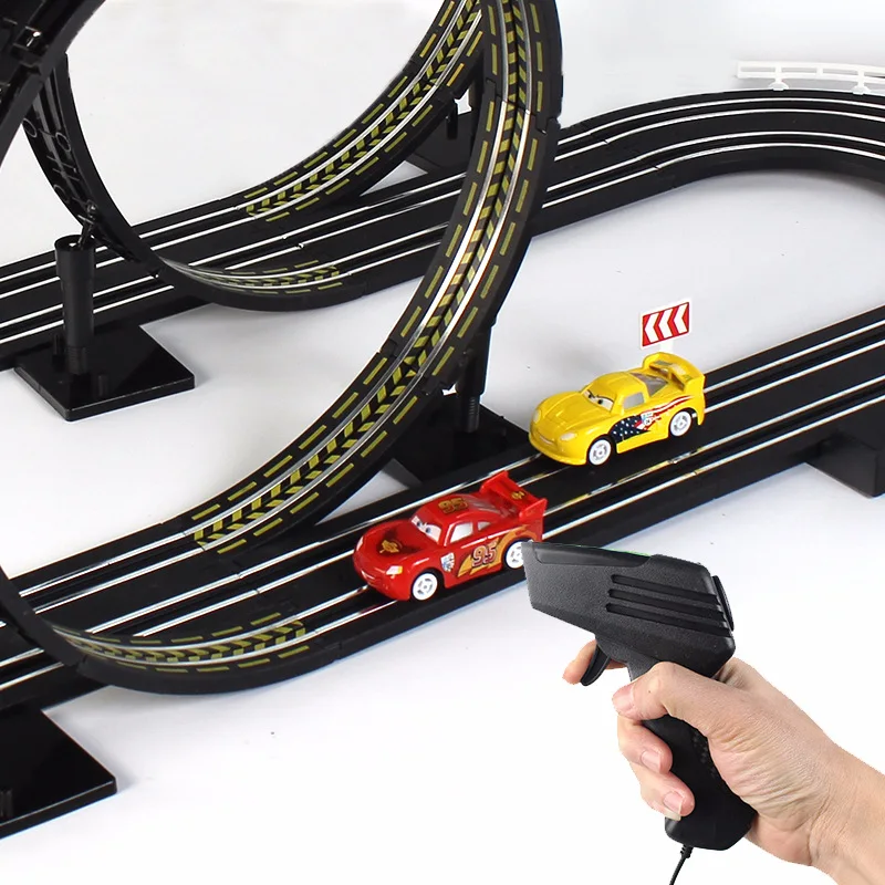 

1:64 Electric Autorama Railway Track Toy Slot Car 360 Rotating Double Remote Control Car Circuit Voiture Toy Race Track For Boy