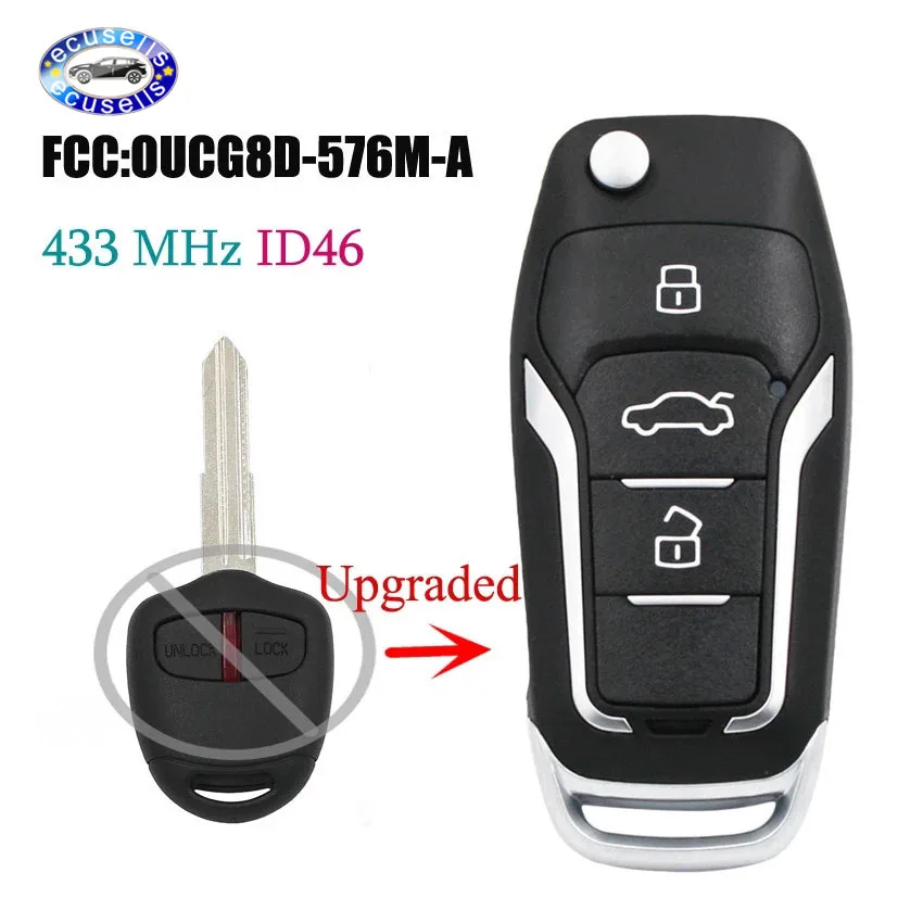 Обновленная Замена дистанционный ключ брелок от машины 433 МГц ID46 чип для Mitsubishi
