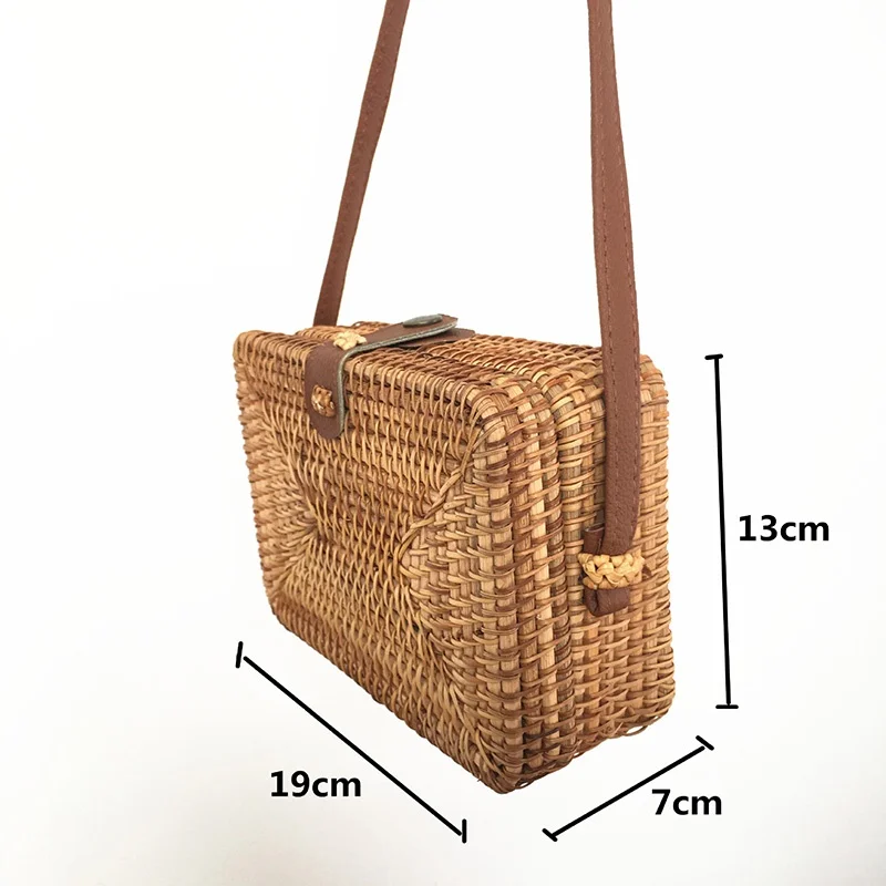 Boho круглый ротанговый сумка через плечо с регулируемым кожаный ремень женские сумки для хранения многофункциональный органайзер для макияжа