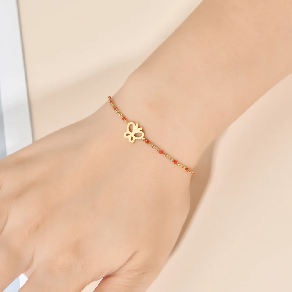 Женский браслет из нержавеющей стали ZMZY простой на запястье с милыми бабочками