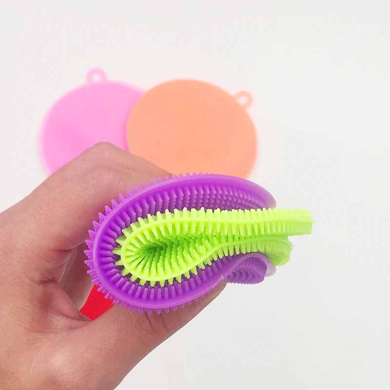 Силиконовые блюдо губка для мытья скребок Кухня очистки антибактериальное