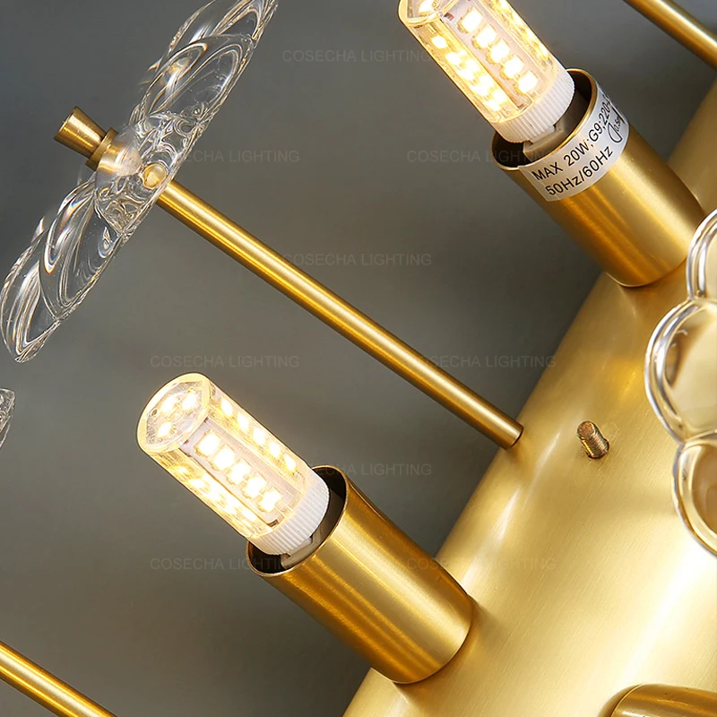 Светодиодный настенный светильник с лепестками цветов золотой медный