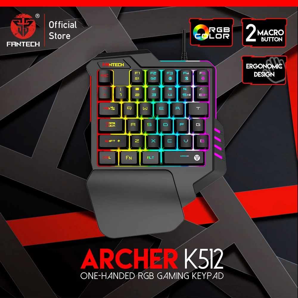 FANTECH K512 35 клавиш 2 Макросъемка мини-клавиатура светодиодный Высокая чувствительность управление одной рукой FPS Профессиональный геймер для ПК ноутбука