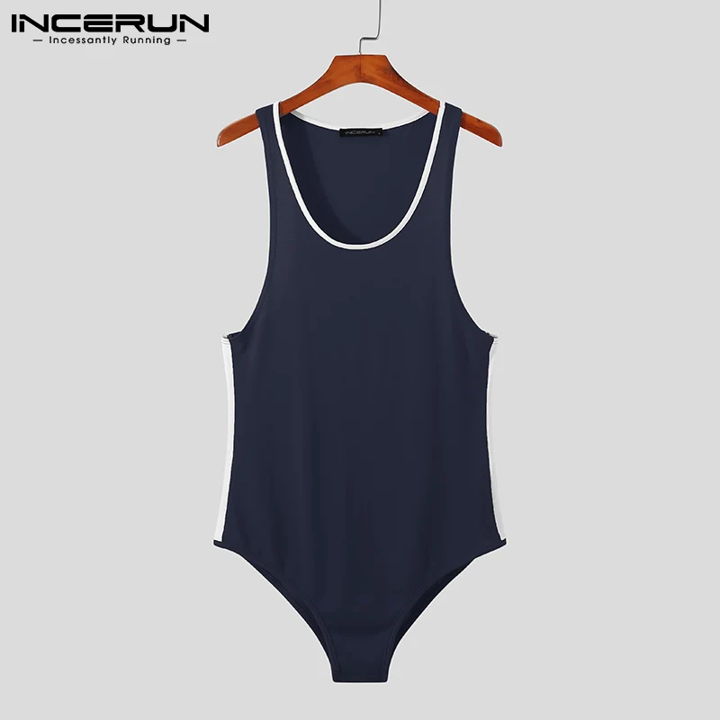 

Summer Fashion Men Bodysuits Tank Tops Patchwork Underwear Sexy Sleeveless Vests Leisure Rompers 2022 Men Bodysuit S-5XL INCERUN