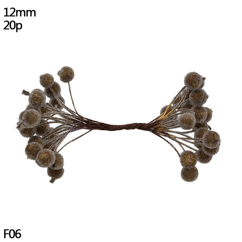 20pcs 12mm stamen Свадебные украшения Золотой искусственный цветок вишня тычинки ягоды DIY цветок венки декоративный торт подарочная коробка Свадебный декор - Цвет: 20pcs 12mm stamen