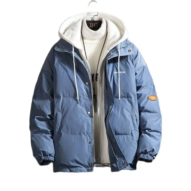 Winter Cotton Jacket parks Men Fake Two-piece  Winter Pink Clothes Deep High Quality Couples With Hood Coat To Keep Warm Fashion