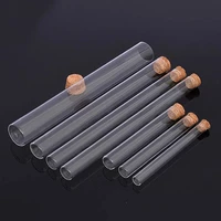 transparent lab flat bottom glass test tube with cork stoppers vial laboratory container