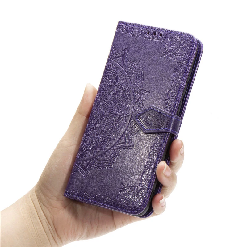 For Realme C15  Case 3D Luxury Datura Leather Luxury Wallet Magnetic Flip Rubber Case For Realme C15 Cover ForRealme C11 C12 C15
