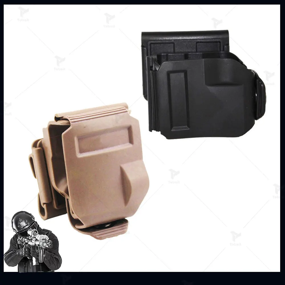 

Tactical Glock Clip 360 Degrees Rotates Magazine Pouch MOLLE Belt Waist Pistol Holster for Glock 17 22 23 Right Hand Black/Sand
