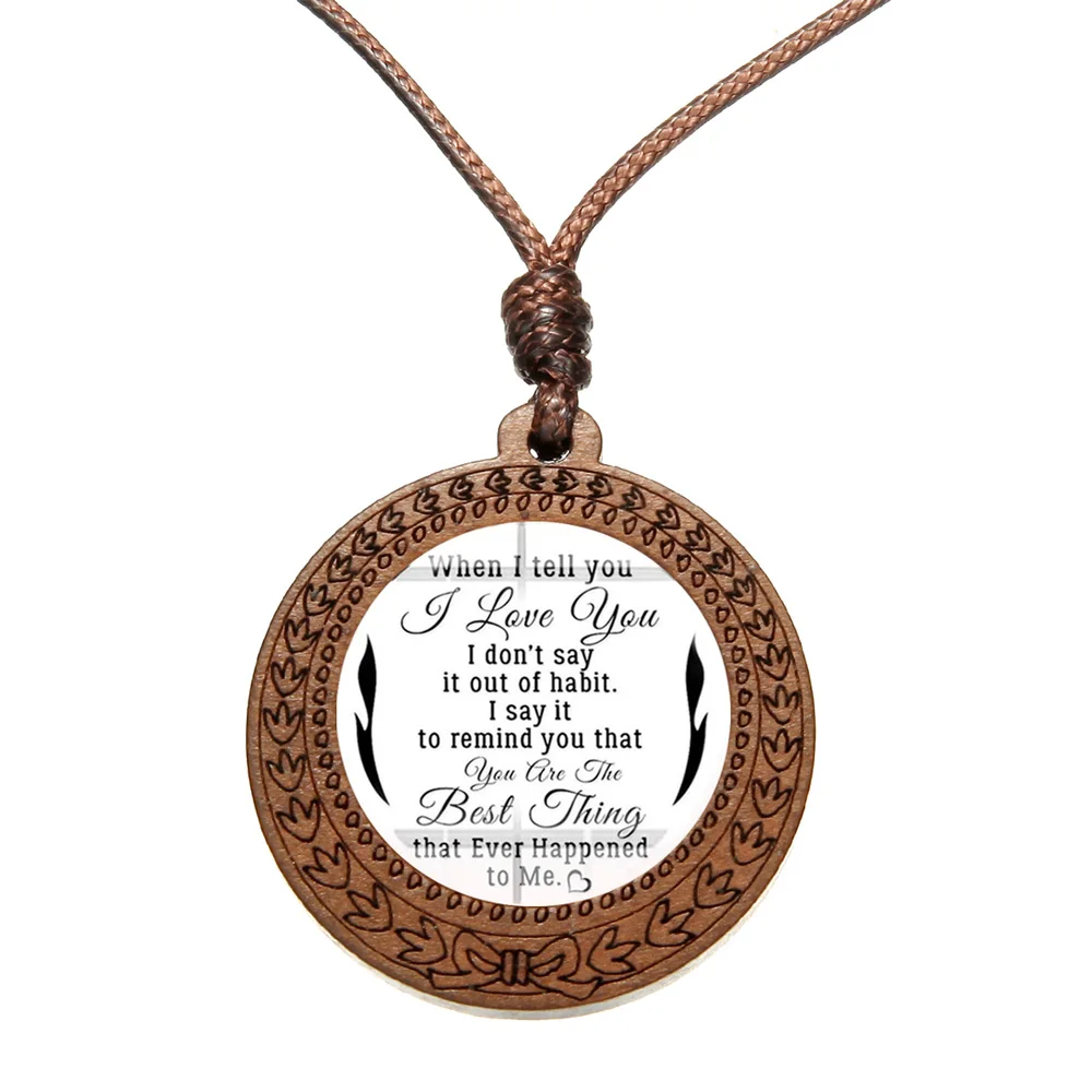 Модное ожерелье с подвеской Я тебя люблю креативный стеклянный кабошон