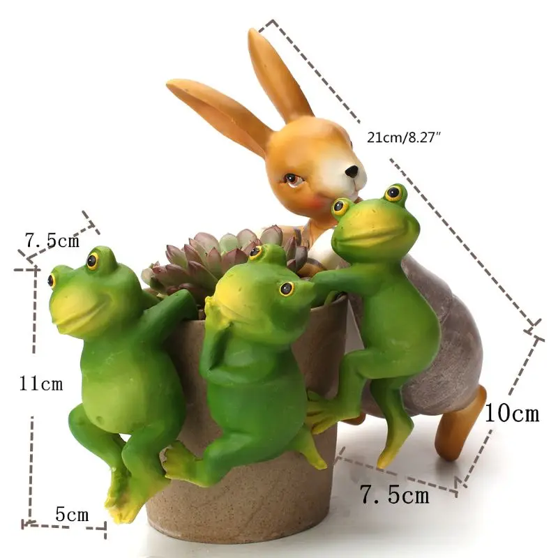 

4pc Cartoon Rabbit Frog Set Flower Pot Garden Decoration Crafts Home Decoration