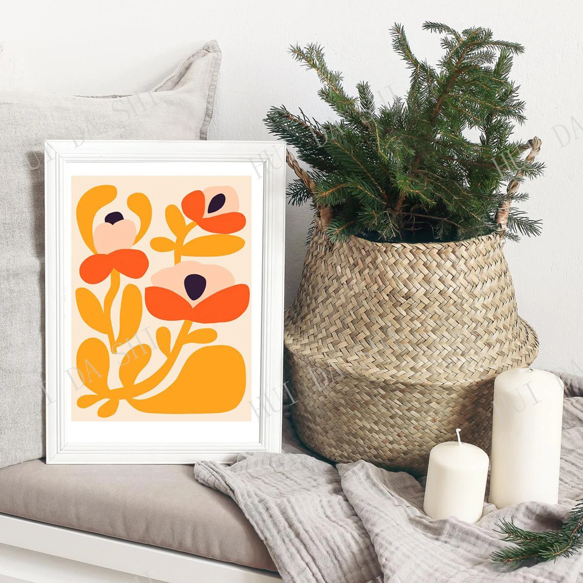 

Yellow Flowers Art Print, Mid Century Modern Wall Art, Scandinavian Wall Art, Fine Art Print