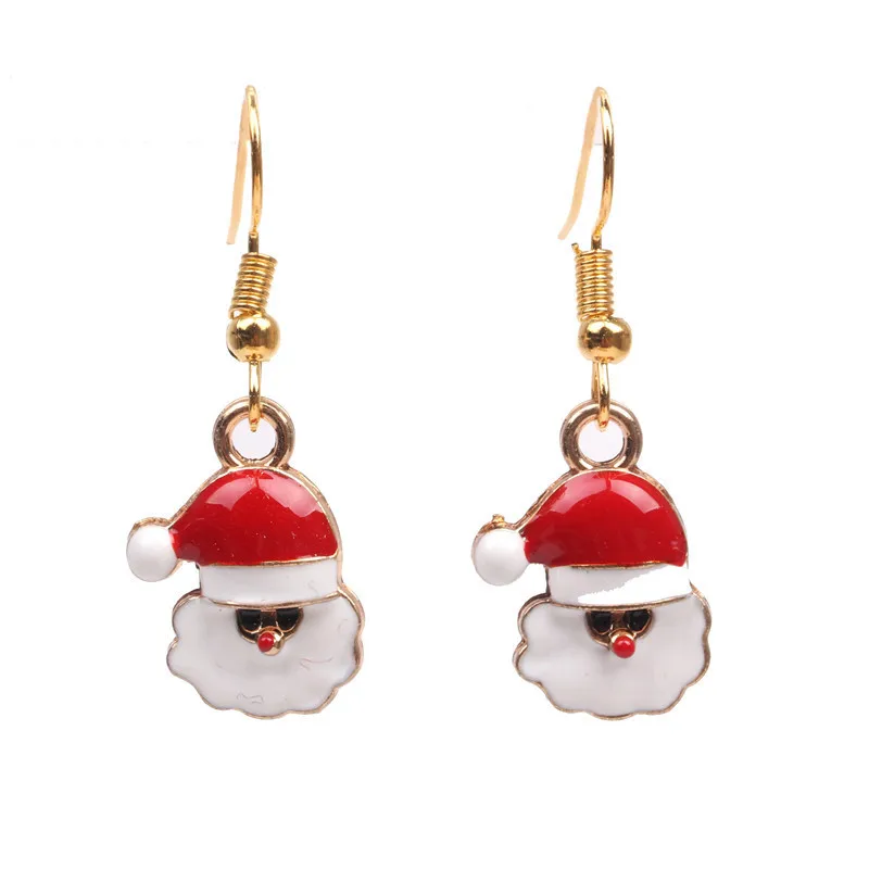 Fashion Cute Snowman Small Bell Earrings Santa Claus Christmas Tree Pendant Earring Socks Deer Head Jewellery For Women Gift | Украшения и