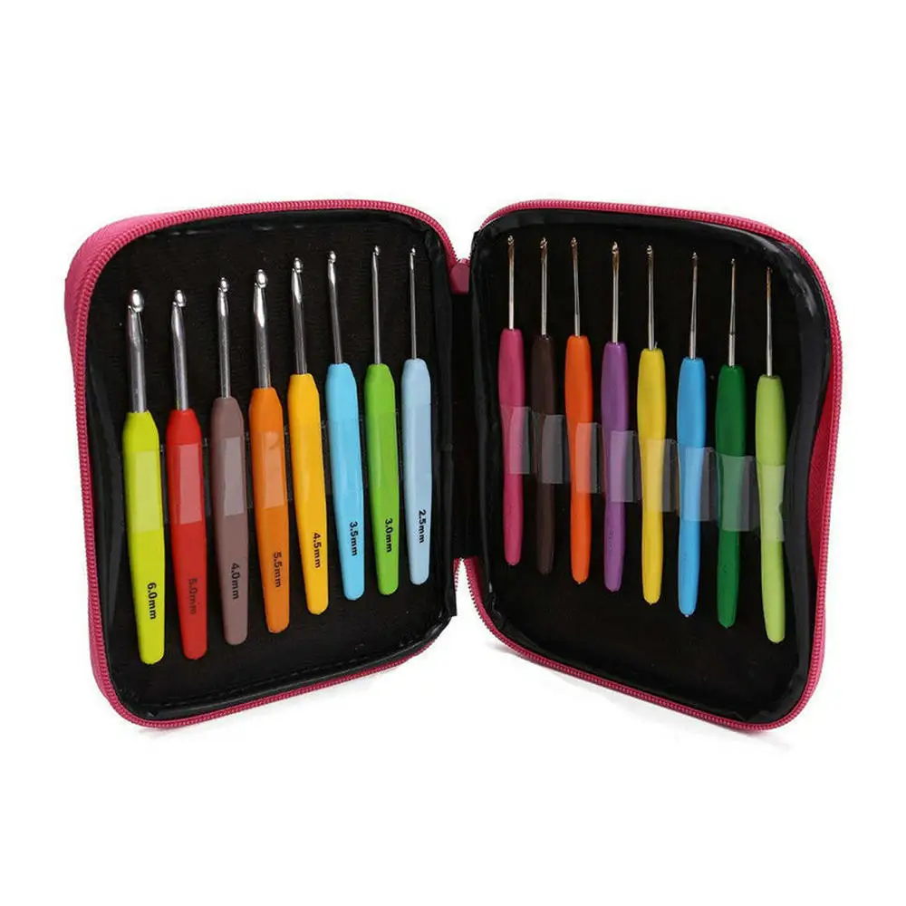 

16pcs Mixed Aluminum Handle Crochet Hook Knitting Knit Needle Weave Yarn Sweater Needles Suit Stainless Steel Aluminum Set