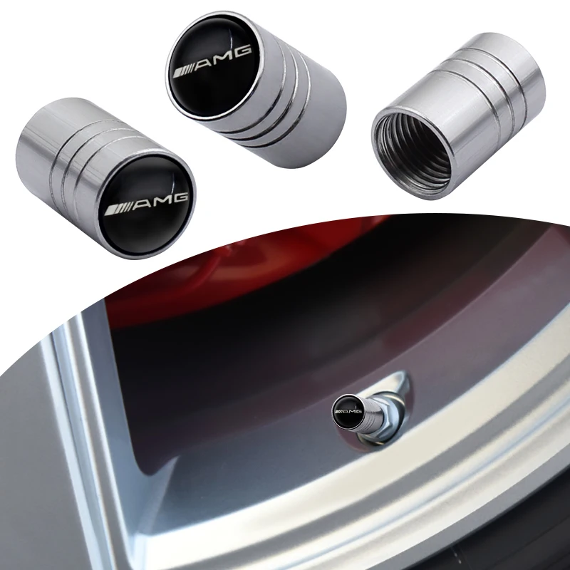 

4pcs Car Wheel Tire Valve Stem Caps Emblem For Mercedes-Benz AMG CLK CLA A180 A200 A300 W190 W205 W210 W222 etc Auto Accessories