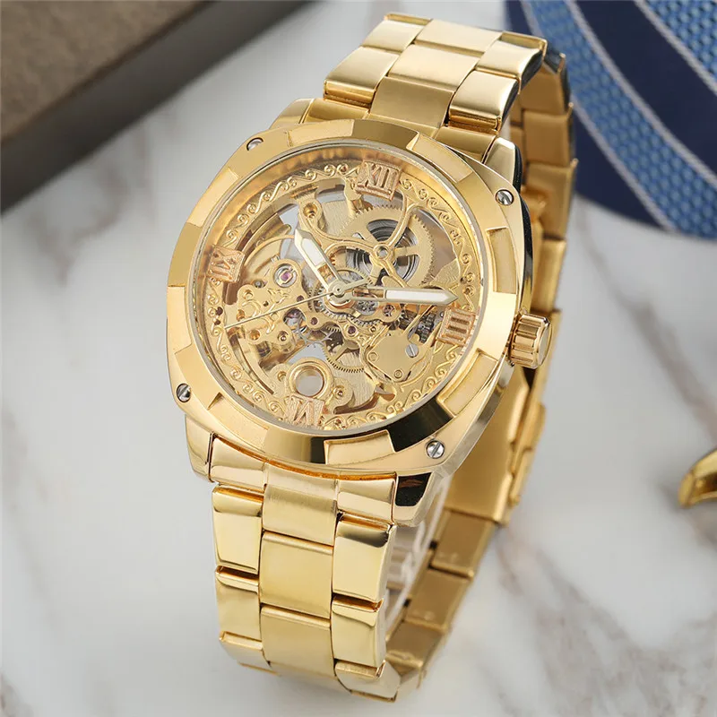 FORSINING Automatic Mechanical Men Wristwatch Military Sport Male Clock Top Brand Luxury Steel Skeleton Waterproof Man Watch 019 | Наручные