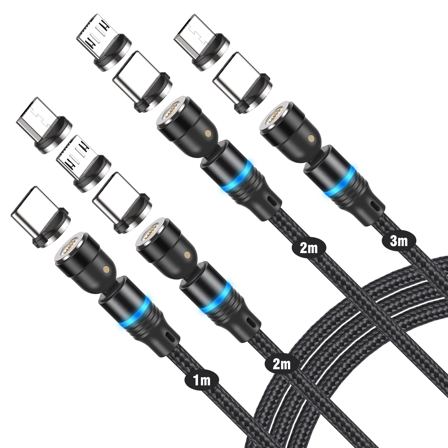 

CVY 540 Rotation 3A Magnetic Cable Micro Usb Type C Cable Phone Charging Cord 5pin Fast Charging Cable For iPhone Xiaomi