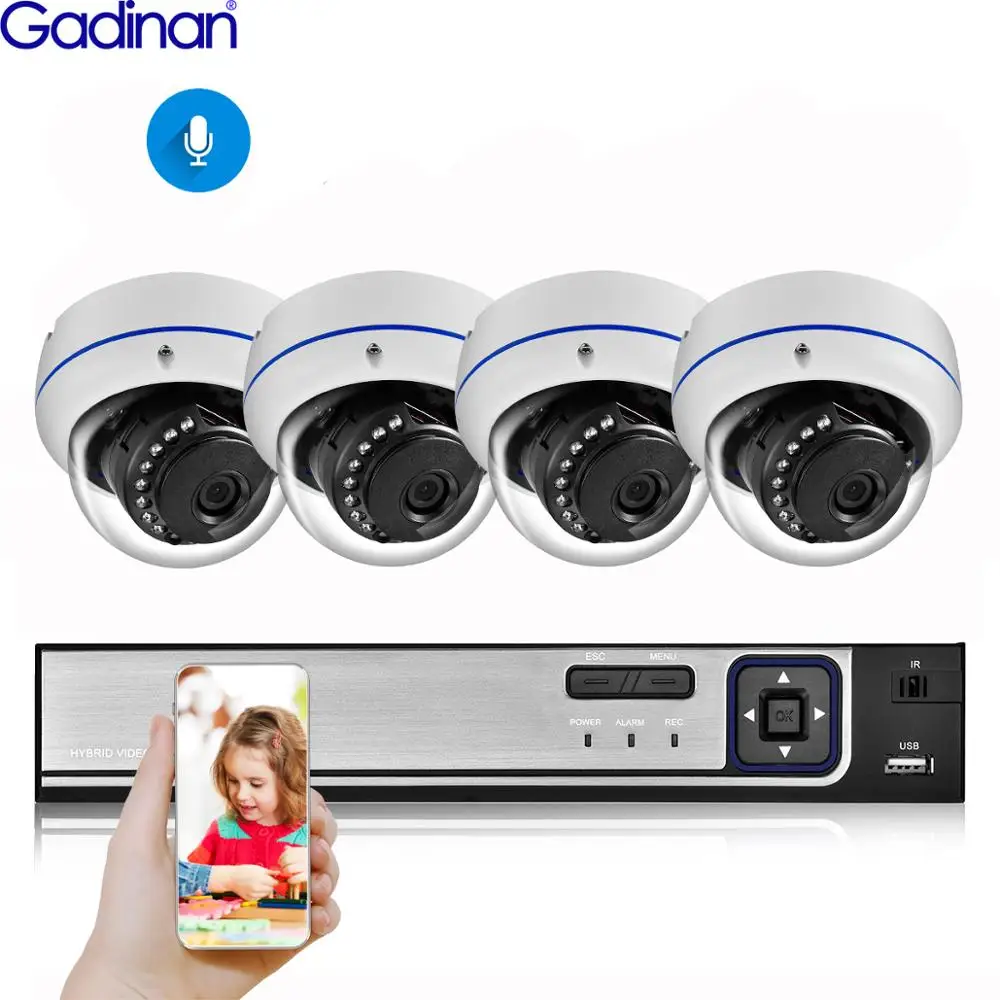Камера Наружного видеонаблюдения Gadinan 4 канала H.265 NVR 5 Мп 3 2 МП HDMI