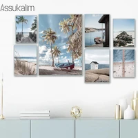 nordic canvas painting seascape poster ocean landscape wall art posters coconut tree print modern wall pictures home decor