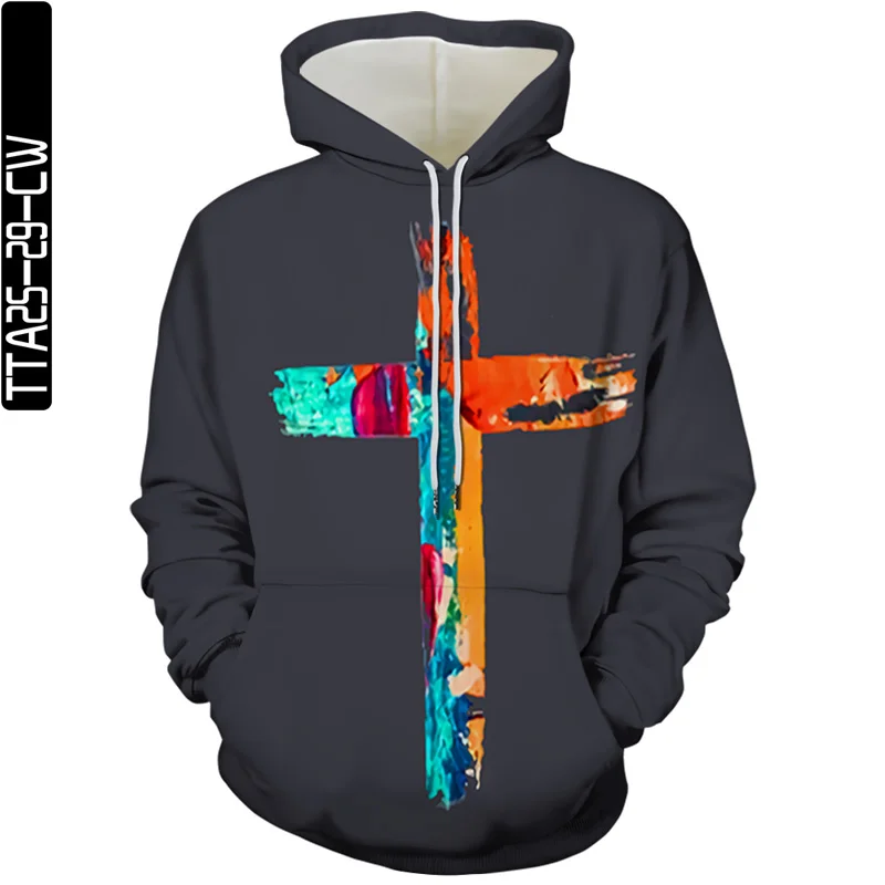 

2021 Fashion Sweatshirt Men Women 3D Print Color Painting Cross Pattern Pullover Unisex Casual Creative Oversized Hoodies S-6XL