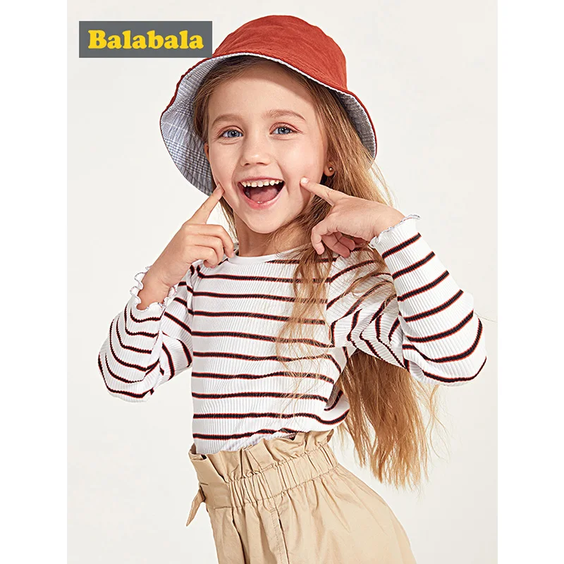 Balabala/детская футболка в полоску с длинными рукавами для девочек топы маленьких
