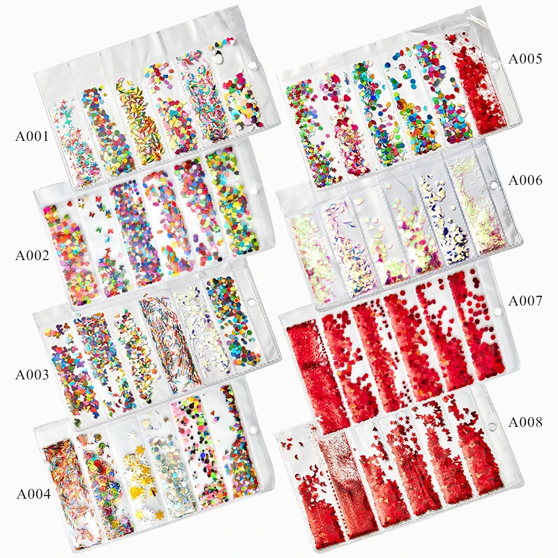 1 пакет/сетка блестки для ногтей в форме сердца звезды красочные геометрические