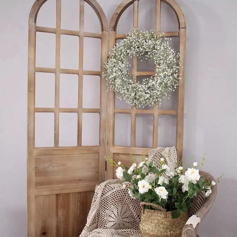 

Artificial Babysbreath Wreath Garland for Party Weddings Front Door Decoration