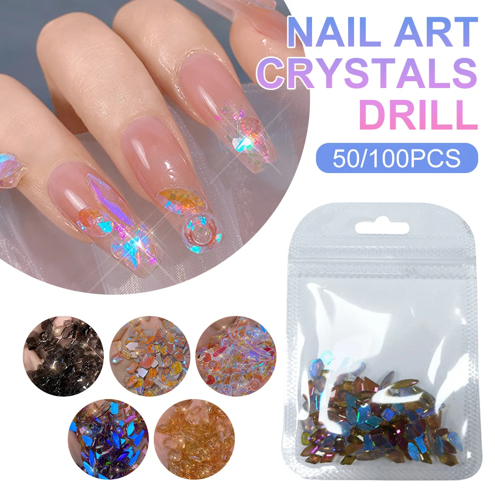 

50/100pcs Nail Art Rhinestones Crystals Flat Back AB Aurora Crystal Gems Mixed Shape 3D DIY Nail Art Decoration Dropshipping