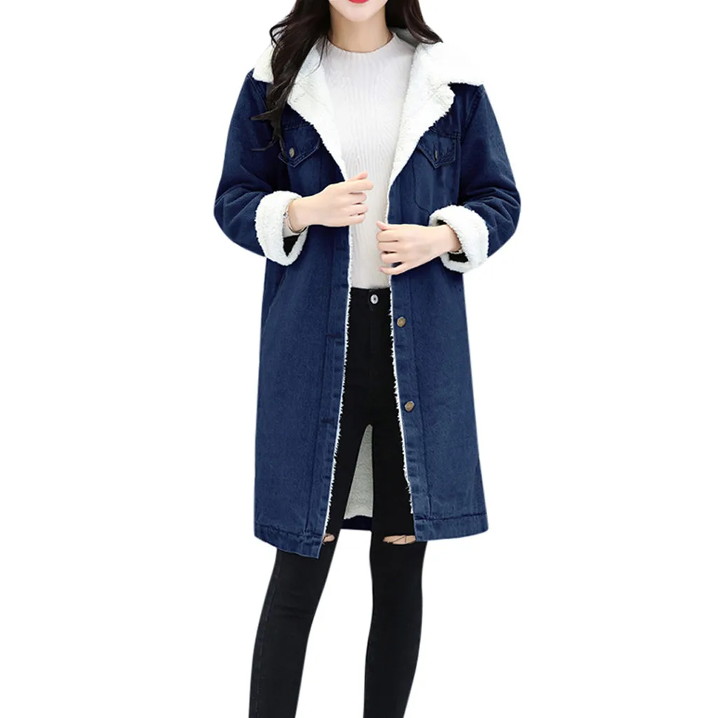 HSU 2019 Новое поступление зимняя женская синяя джинсовая утепленная куртка